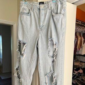 BDG high rise mom jeans light wash